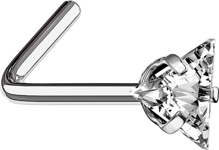 Immagine prodotto Star Piercing Nasenstecker gewinkelt silber dreieckiger Kristall silber gefasst (senza ottone, Titanio)