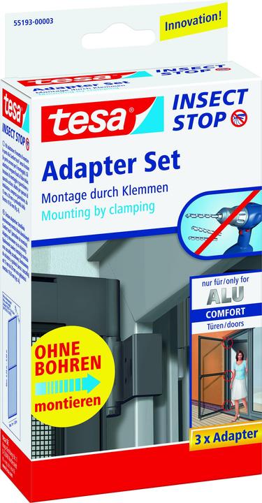 Produktbild tesa Insektenschutz Alu COMFORT Adapter für Türen, zur Montage ohne Bohren