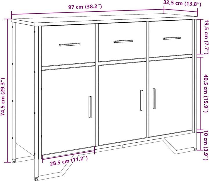 Produktbild vidaXL Sideboard (97 x 32.50 x 74.50 cm)