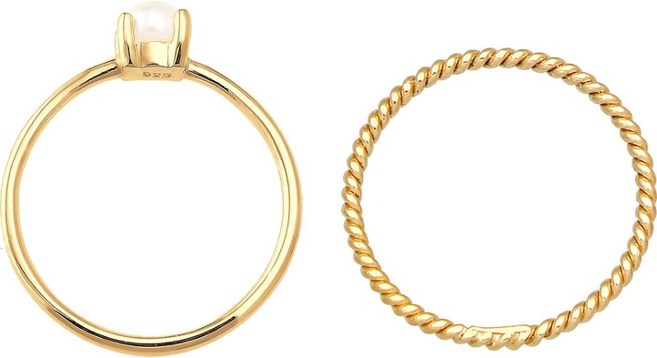 Immagine prodotto Elli Anello PREMIUM Set di anelli con perle ritorte in argento 925 (58, 925 Argento)