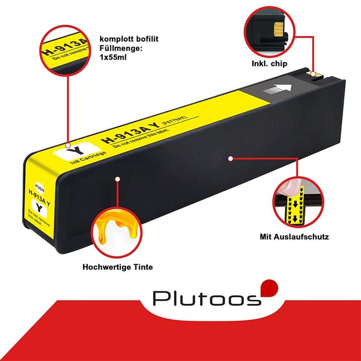 Immagine prodotto Plutoos Cartuccia HP 913A compatibile XXL, Giallo F6T79AE (Y)