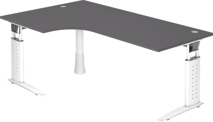 Hammerbacher Winkeltisch C-Fuss 200x120cm 90°Graphit/Weiss