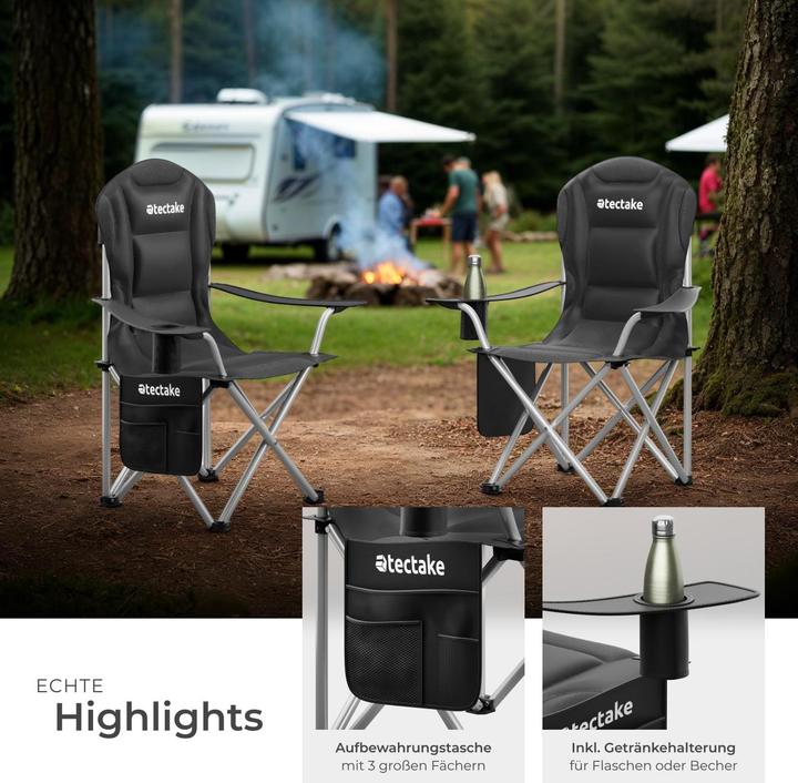 Image du produit tectake Chaise de camping rembourrée pliable MTX