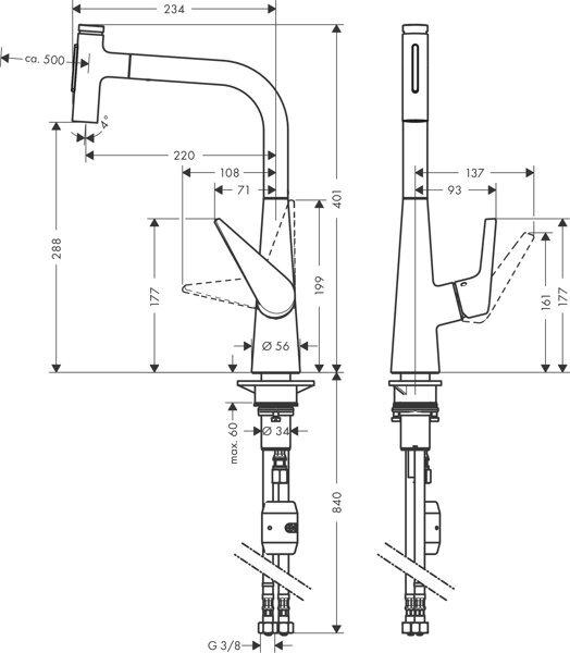 Produktbild hansgrohe HG Einhebel-Spültischmischer 300 TALIS S mit Ausziehbrause Edelstahl-Optik
