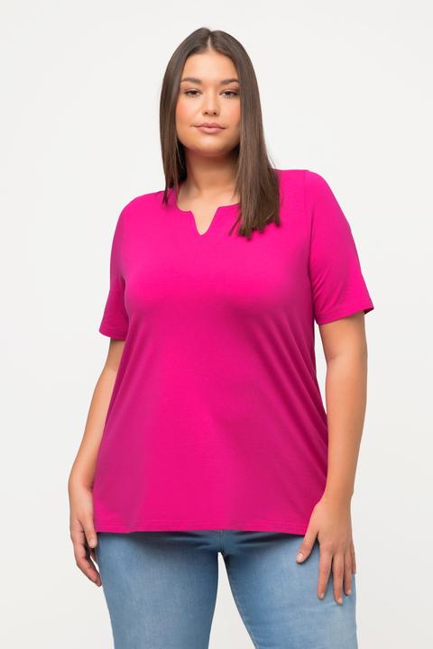 Immagine prodotto Ulla Popken T-shirt dal taglio svasato con scollo a tunica e mezze maniche (56)