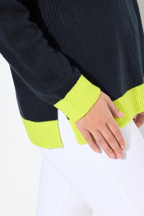 Immagine prodotto Ulla Popken Maglione con orli fluo, scollo a V e maniche lunghe (50, 52)
