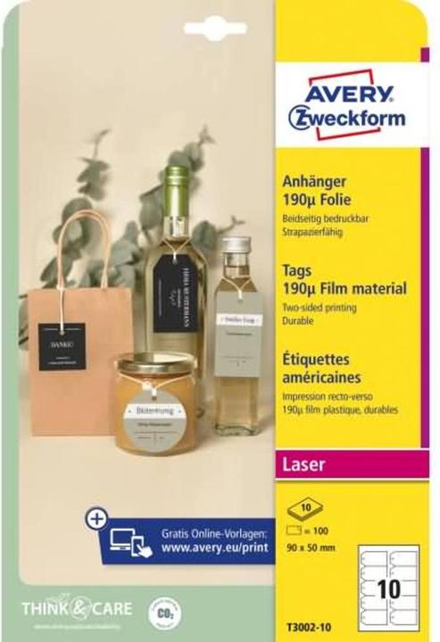 Image du produit Avery Zweckform étiquettes, film, mat, 90 x 50 mm, blanc coins biseautés, résistant, imperméable, r