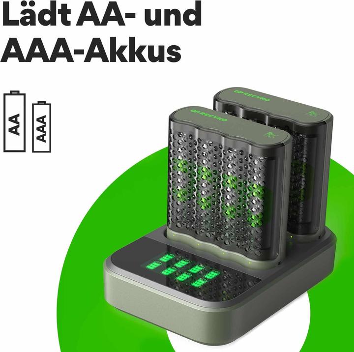 GP Batteries Rechargeur de batterie (1 pcs, AA, AAA, Piles rechargeables + chargeur)