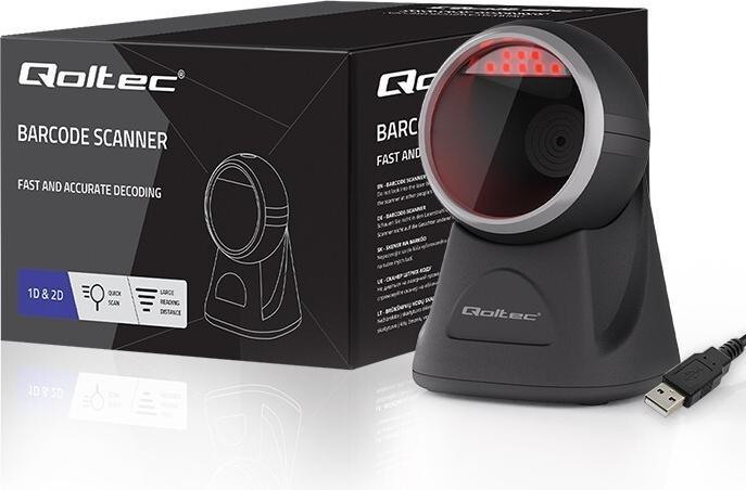 Produktbild Qoltec Desktop-Präzisionsleser 1D-Barcode- und QR-Scanner | 2D (1D-Barcodes)