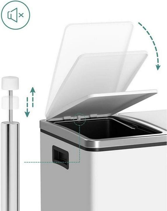 Produktbild Songmics Abfalleimer mit Inneneimern und Griffen 2 x 15 l, Weiss (15 l)