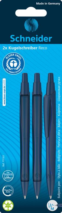 Actual product image Schneider Biros Reco retractable mechanism M blue PU=2 pieces blister (Blue, 2 x)