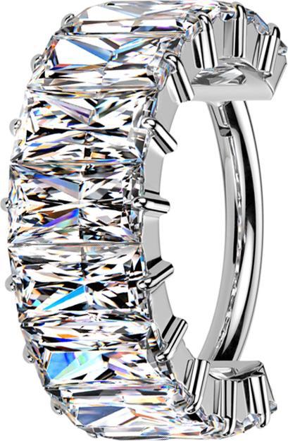Produktbild Star Piercing Micro Segmentring klappbar silber rechteckige horizontale Kristalle silber (ohne Messing, Titan)
