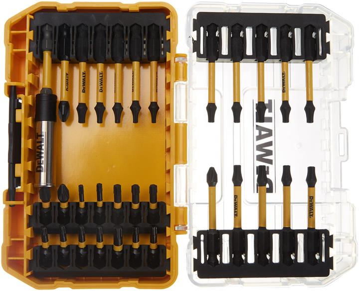 Actual product image DeWalt Set of impact tips DT70738T, 31 pcs. (Hexagon socket TX M10, Hexagon socket TX M15, Hexagon socket TX M20, Hexagon socket TX M30, Cross Phillips PH M2, Hexagon socket TX M25, Cross Pozidriv PZ M2)
