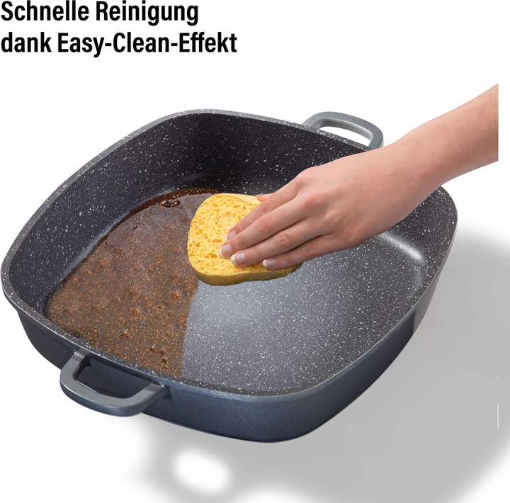 Produktbild Stoneline Eckpfanne 32x32 cm mit Aroma Glasdeckel, Pfanne rechteckig, Backofen, Induktion geeignet (32 cm, Pfannenset + Topfset, Aluminium)