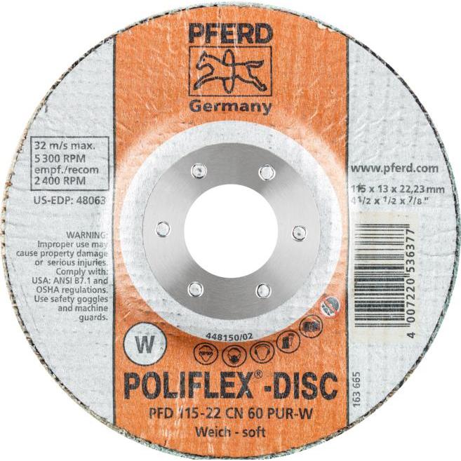 Thumbnail - Pferd, Schleifmittel, Poliflex-Disc PFD 115-22 CN 60 PUR-W VPE: 5 (60)