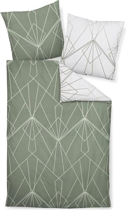Produktbild Janine Mako-Satin Bettwäsche J.D. 87054 salbeigrün jade (Bettwäsche Set, 200 x 200 cm, 80 x 80 cm)