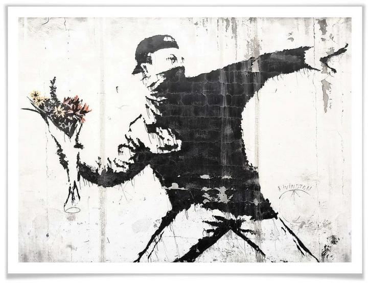 Produktbild Trenddeko Poster Banksy – Der Blumenwerfer 30 x 24 cm, Papier