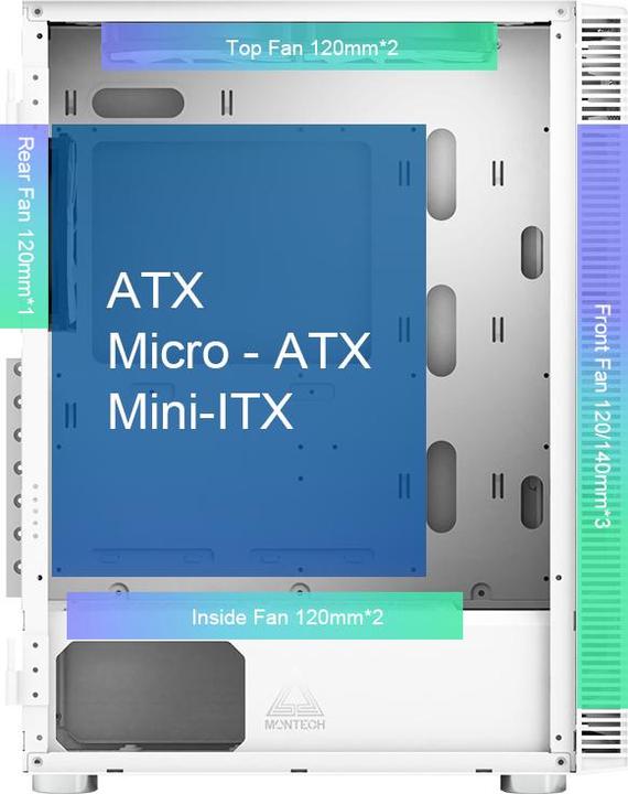 Immagine prodotto Montech X3 Vetro Bianco (Mini-ITX, mATX, ATX)