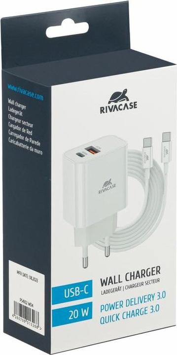 Produktbild Rivacase MOBILE CHARGER WALL/WHITE PS4102 WD4 (20 W, 1 Port)