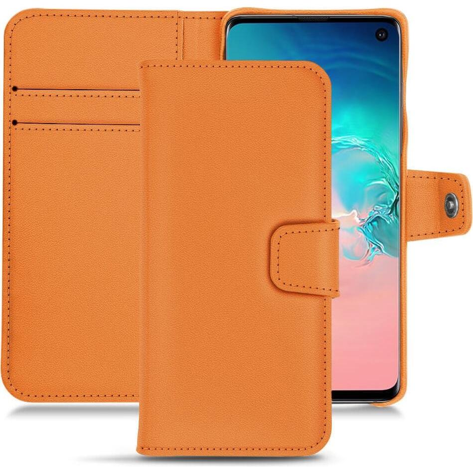Noreve Lederschutzhülle Wallet (Samsung Galaxy S10e), Smartphone Hülle, Orange