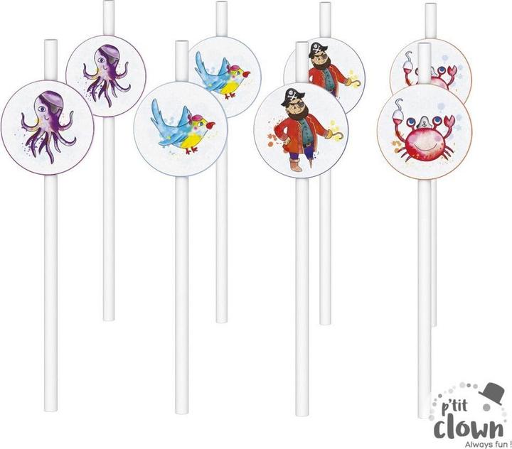 Actual product image P'tit Clown Pirate drinking straws (8 x)