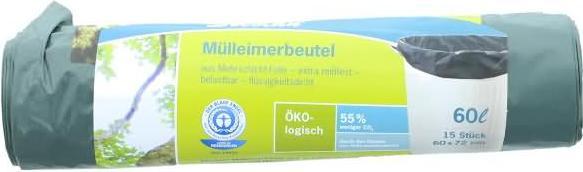 Produktbild Secolan Müllbeutel 60,0 l grün 30,0 µm, 15 St. (15 x, 60 l)