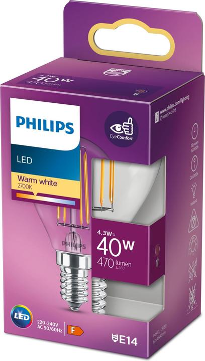 Immagine prodotto Philips Lampada (E14, 4.30 W, 470 lm, 1 x, F)