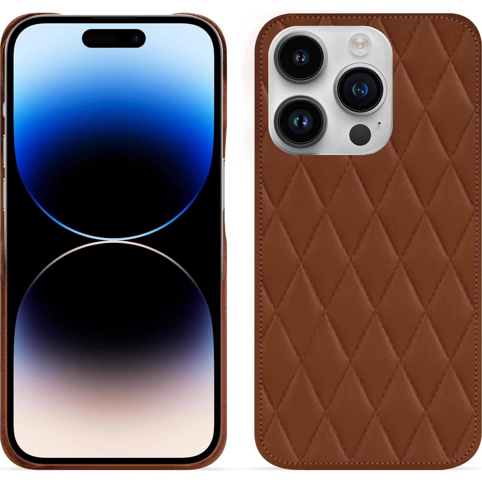 Noreve Lederschutzhülle (Apple iPhone 15 Pro), Smartphone Hülle, Braun