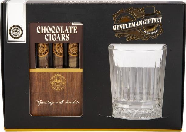 Actual product image Becky's Gentleman gift set - whiskey glass and 3 chocolate cigars (3 dl, 1x, Whisky glass)