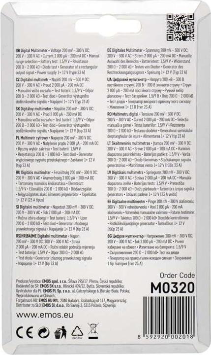 Actual product image Emos Multimeter MD-110
