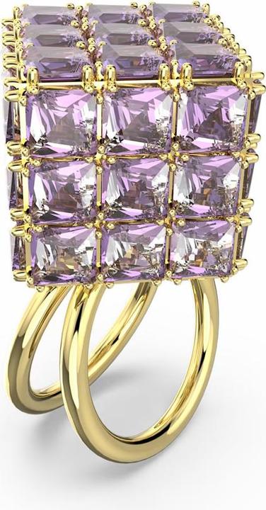 Actual product image Swarovski Curiosa Cocktail Ring Cushion Cut Purple Gold (52)