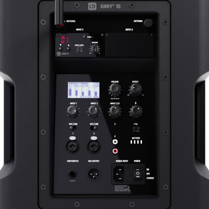 Immagine prodotto LD Systems ANNY® 10 BPH B6 - Altoparlante PA Bluetooth® mobile da 10" con batteria ricaricabile, mixer e 1x