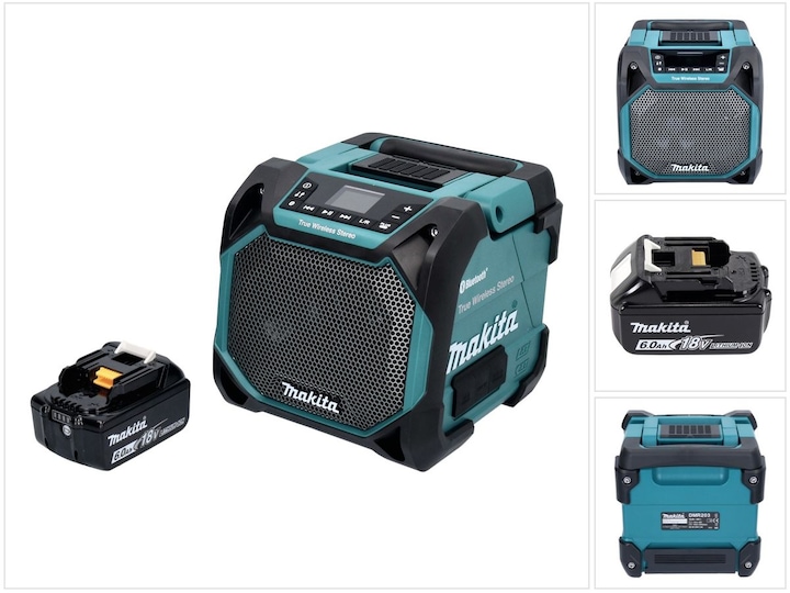 Produktbild Makita DMR 203 G1 Bluetooth Lautsprecher 12 V 18 V IP64 + 1x Akku 6,0 Ah - ohne Ladegerät (Bluetooth)