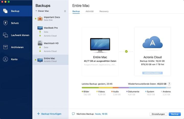 Produktbild Acronis Cyber Protect Home Office Advanced - 3 Computer + 500GB Cloud Storage - 1 year subsc (3 User, 12 Monate)