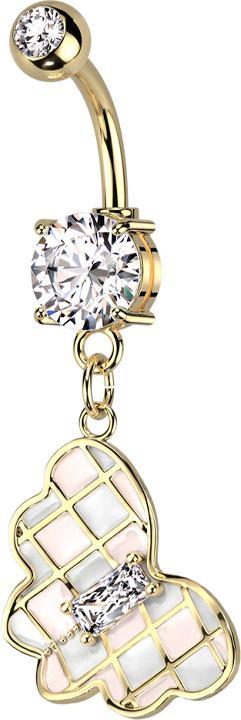 Immagine prodotto Star Piercing Banana placcata in oro con sfera di cristallo d'argento Ciondolo farfalla di cristallo Baguette (Ottone, Acciaio chirurgico 316L)
