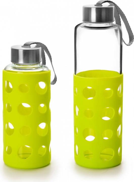 Actual product image Ibili Sky Glass Bottle Green 550ml Borosilicate Reusable Shock Protector (0.55 l)