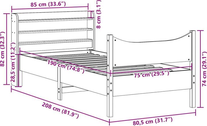 Immagine prodotto vidaXL Bettrahmen (75 x 190 cm)