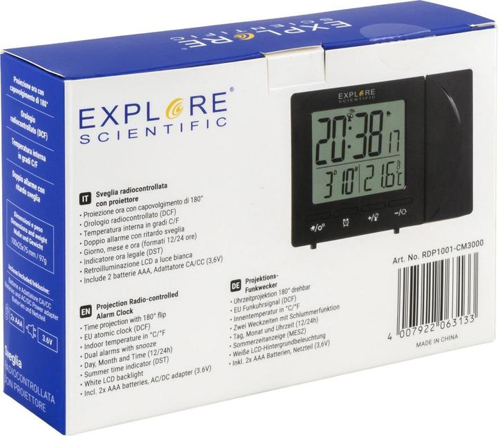 Produktbild Explore Scientific RDP1001BLK Wecker Digitaler Wecker Schwarz