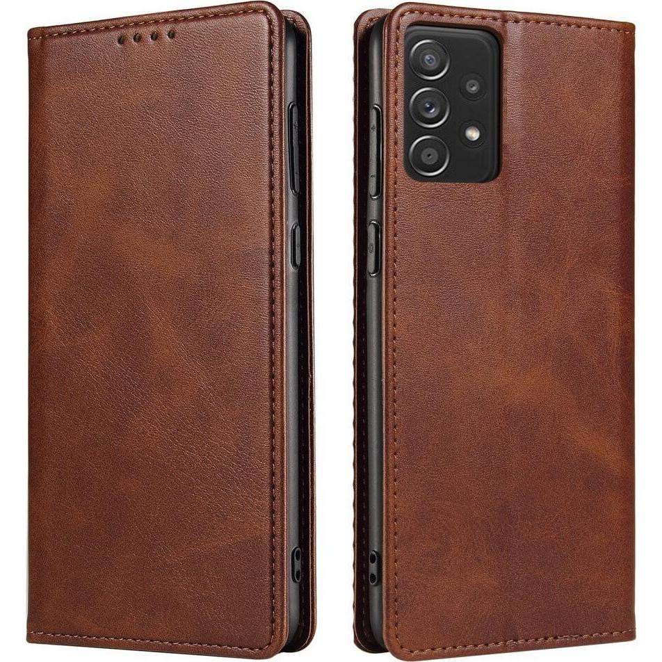 Cover-Discount Galaxy A23 - Stand Flip Case Hülle dunkelbraun (Samsung Galaxy A23), Smartphone Hülle, Braun