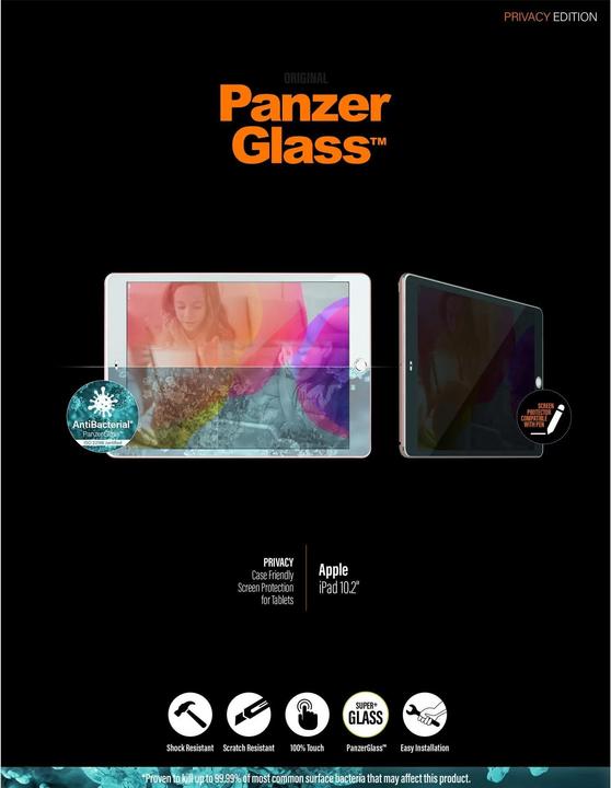 Actual product image PanzerGlass Privacy f. Apple iPad 10.2", CF (1 pcs., Apple iPad 2019 (7th gen), Apple iPad 2020 (8th gen), Apple iPad 2021 (9th Gen))
