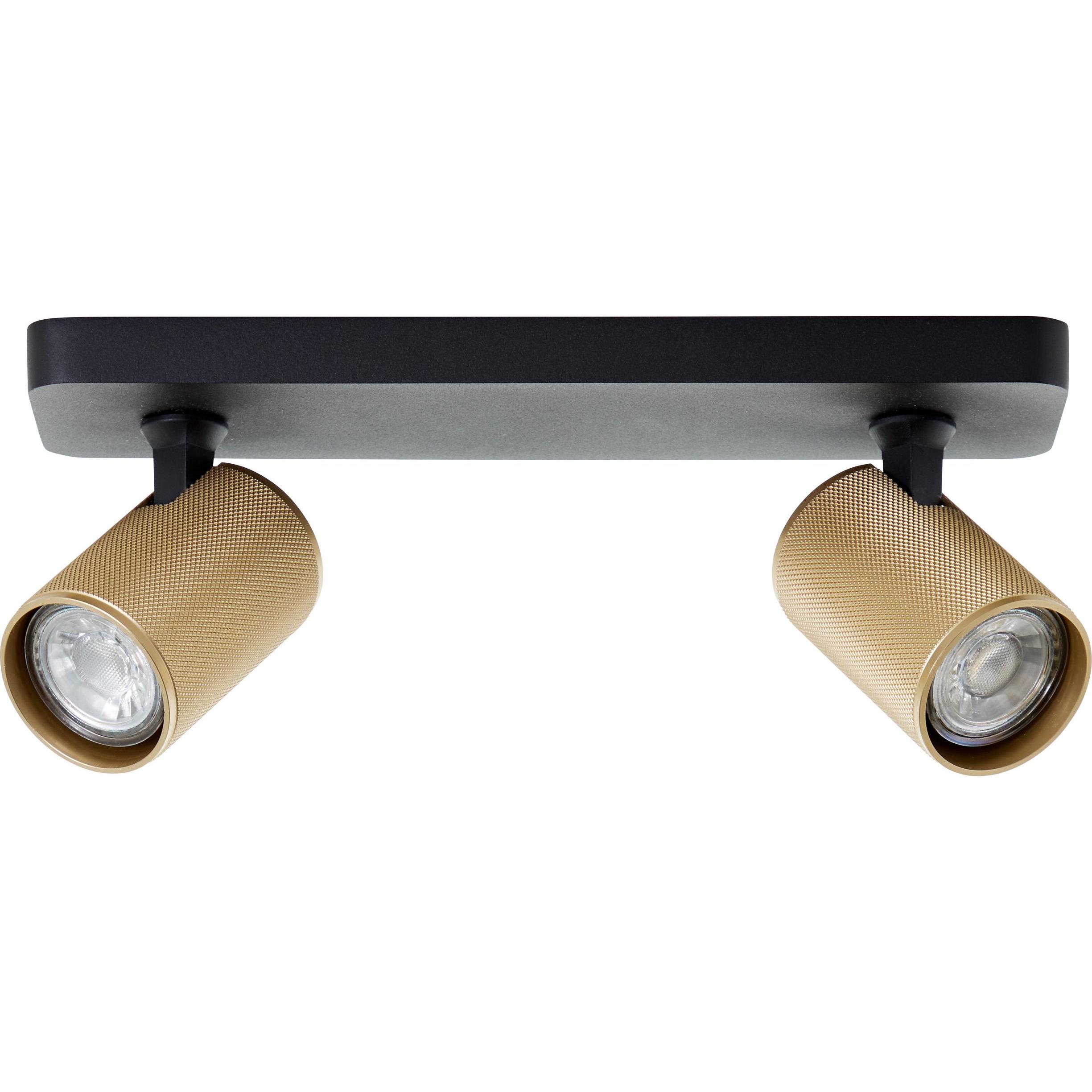 Brilliant, Wandleuchte + Deckenleuchte, Plafondspot Marty GU10 2x5W 3000K - Zwart/Goudkleurig (345 lm, GU10)
