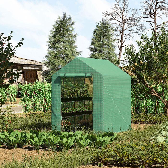 Immagine prodotto Swisshandel24 Serra a 8 ripiani con porta Verde 214 x 143 x 195 cm