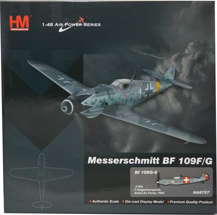 Image du produit Hobby Master Messerschmitt BF 109G-6, ÉCHELLE 1:48, J-704 Fliegerkompanie 7 Swiss Air Force. Me