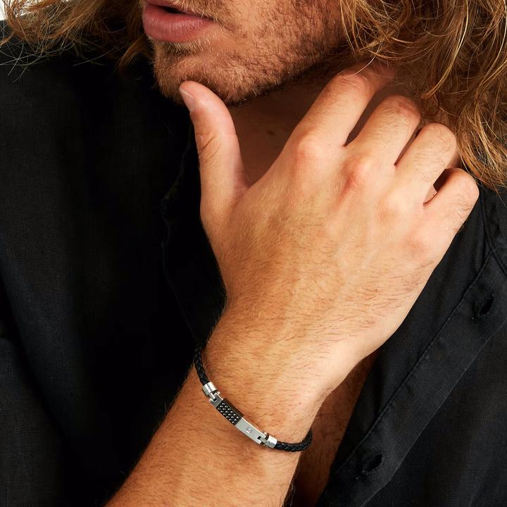 Immagine prodotto Morellato Elegante bracciale da uomo in pelle Moody SQH58 (21 cm, Acciaio inossidabile, Cuoio)