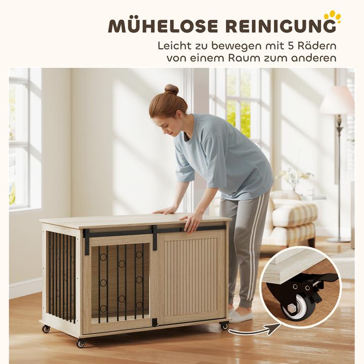 Image du produit PawHut Hundekäfig MDF, Stahl Eiche