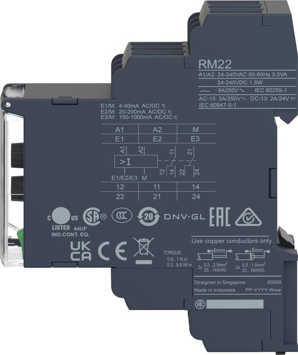 Image du produit Schneider Electric Surveillance de surtension, 1-100 RM22UA22MR