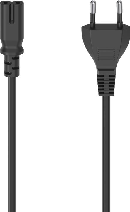 Produktbild Hama Netzkabel mit Eurostecker, 2-Pin-Stecker, Doppelnut/C7, 1,5 m, Schwarz (1.50 m)