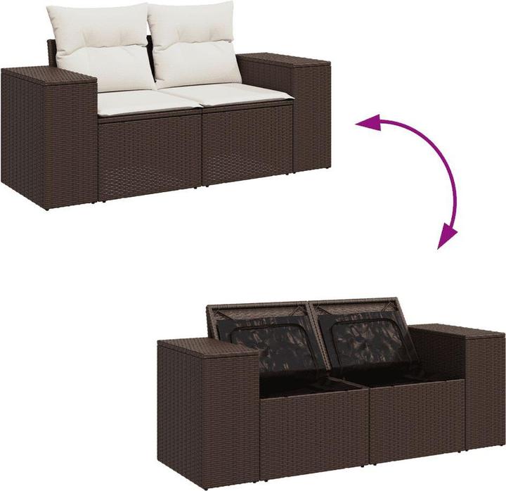 Immagine prodotto VidaXL Set di divani da giardino set da giardino gruppo di sedute da giardino 10 pezzi marrone