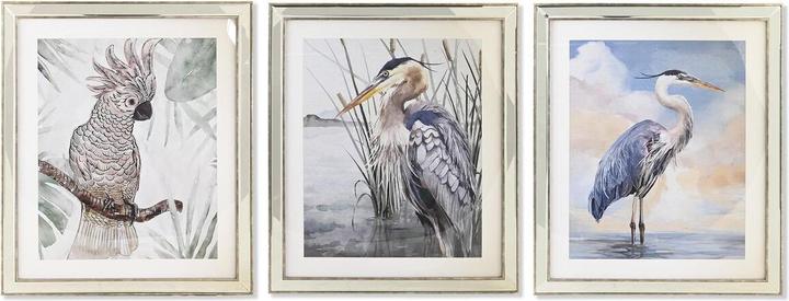 DKD Home Decor Bild 40 x 1,6 x 60 cm Vögel Mediterraner (3 Stücke) (40 x 60 cm)