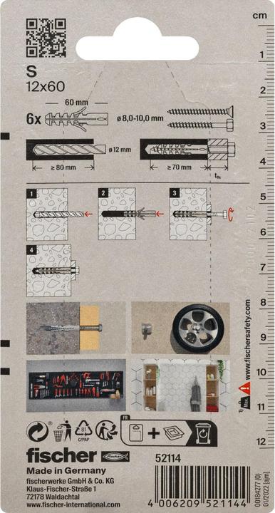 Image du produit Fischer Cheville S 12 K (6 pcs)